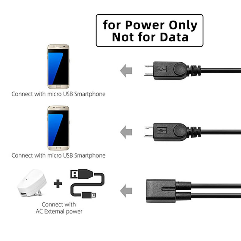 xiwai DC 5V Type-C USB-C Female to Dual Micro USB 5Pin Male Splitter Extension Charge Cable USB-C to MicroUSB Male+MicroUSB Male