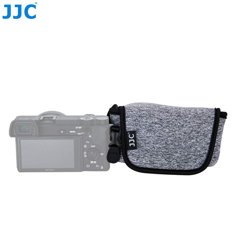 JJC Grey Water Resistant Ultra Light Neoprene Camera Case, Pouch Bag, Compatible with Sony a6600 a6500 a6400 a6300 a6100 a6000 a5100 +16-50mm Lens Pancake Lense & Panasonic LX100 LX100 II Sigma FP