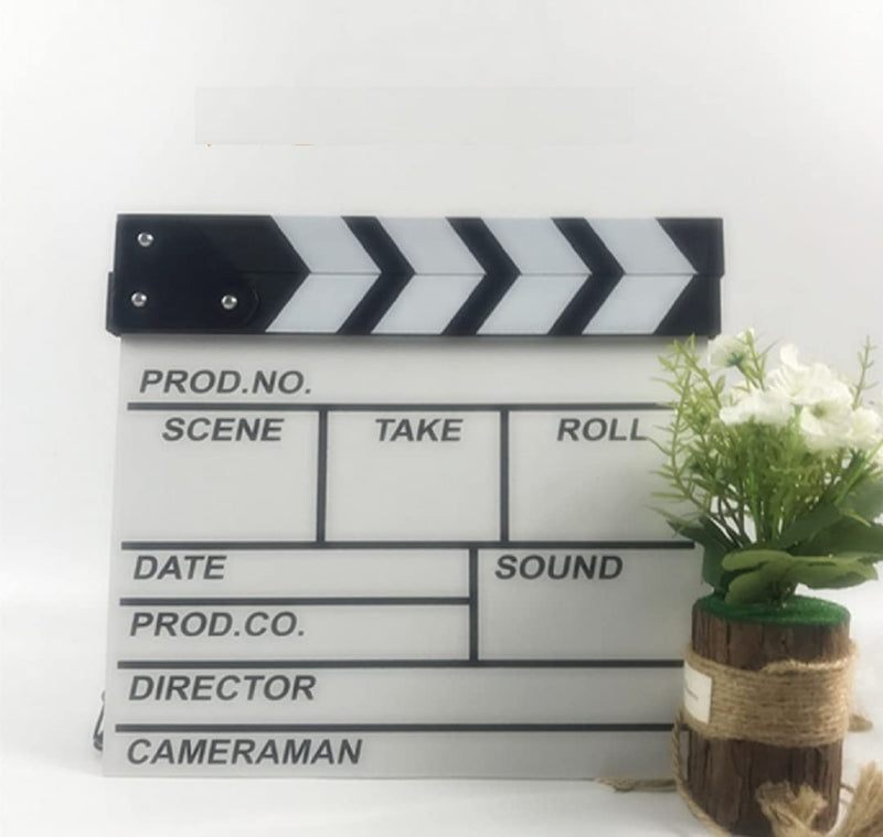 [AUSTRALIA] - zmgmsmh Wooden Clapboard Director Film Movie Cut Action Scene Slateboard Clapper Board Slate (Large-White) Large-White 