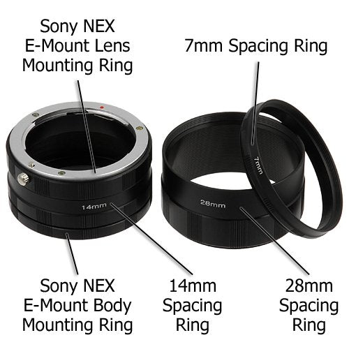 Fotodiox Macro Extension Tube Set Compatible with Sony E-Mount Cameras for Extreme Macro Photography