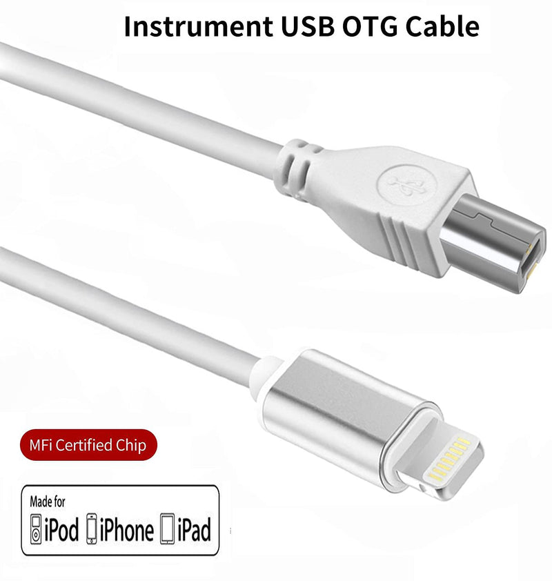 iPhone to USB B Midi Cable 5FT, Lightning to USB 2.0 Midi Interface Cord for iPhone, iPad, iPod to Midi Controller, Electronic Music Instrument, Midi Keyboard, Recording Audio Interface and More