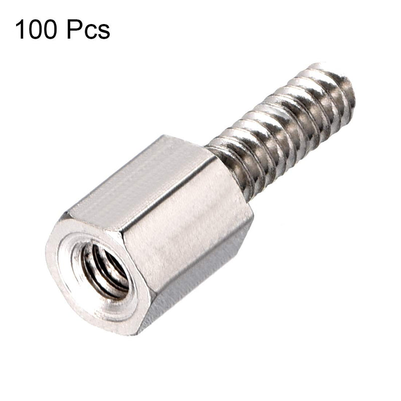 uxcell 4-40 5+8mm F/M Brass Hex Standoff Spacer Screws PCB Nickel Plated 100 Pcs