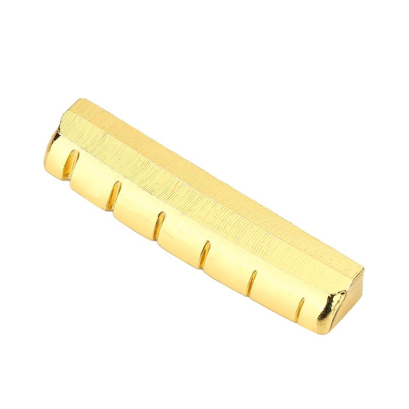 Dilwe Guitar Bridge Saddle Nut, 6 String Brass Guitar Upper Nut Bottom Bridge Saddle Repair Replacement Accessory for Folk Guitars