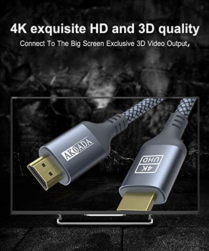 4K HDMI Cable 16FT (2Pack), Akoada High Speed 18Gbps Hdmi 2.0 Ethernet-30AWG Cable 4K 60Hz HDR Video HDCP2.2 3D 2160P 1080P ARC Compatible with UHD TV,PS4 / 3,X-Box, Monitor 4K Fire Netflix etc (Grey) 5M Grey