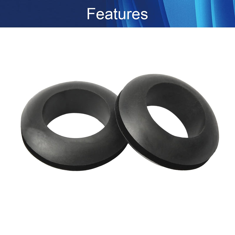 [AUSTRALIA] - 200Pcs Rubber Grommet 16mm Inner Dia Oil Resistant Armature Rubber Grommets for Wiring Cable Black,Aicosineg 