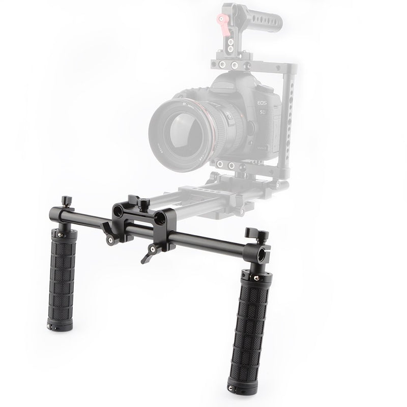 CAMVATE Handle Grips Front Handbar Clamp Mount for 15mm Rod Support System Shoulder Rig(Black)