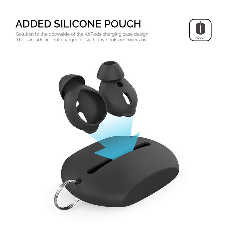 AhaStyle 3 Pairs AirPods Ear Tips Silicone Earbuds Cover [Not Fit in The Charging Case] Compatible with Apple AirPods (3 Pairs Small, Black) 3 Pairs Small