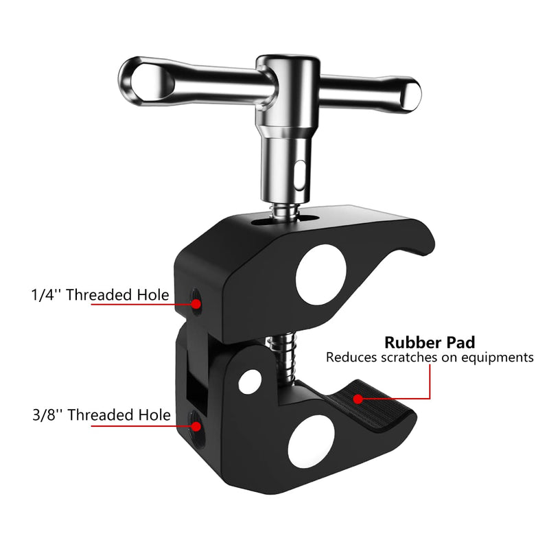 TOAZOE 11 Inch Adjustable Articulating Friction Magic Arm & Super Clamp Set Compatible with Field Monitor, Video Light, Fill Light Magic Arm+Clamp