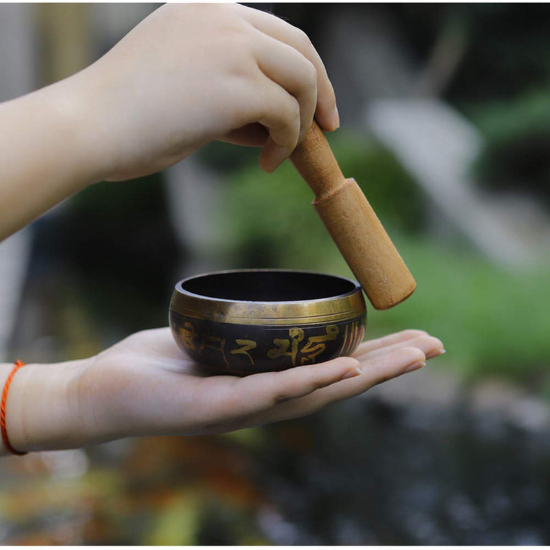 Tibetan Singing Bowls Set Hand Crafted Meditation Sound Bowl Handcrafted In 3 1/2 Inch Nepal With Dual Surface Mallet and Silk Cushion for Yoga Healing and Mindfulness