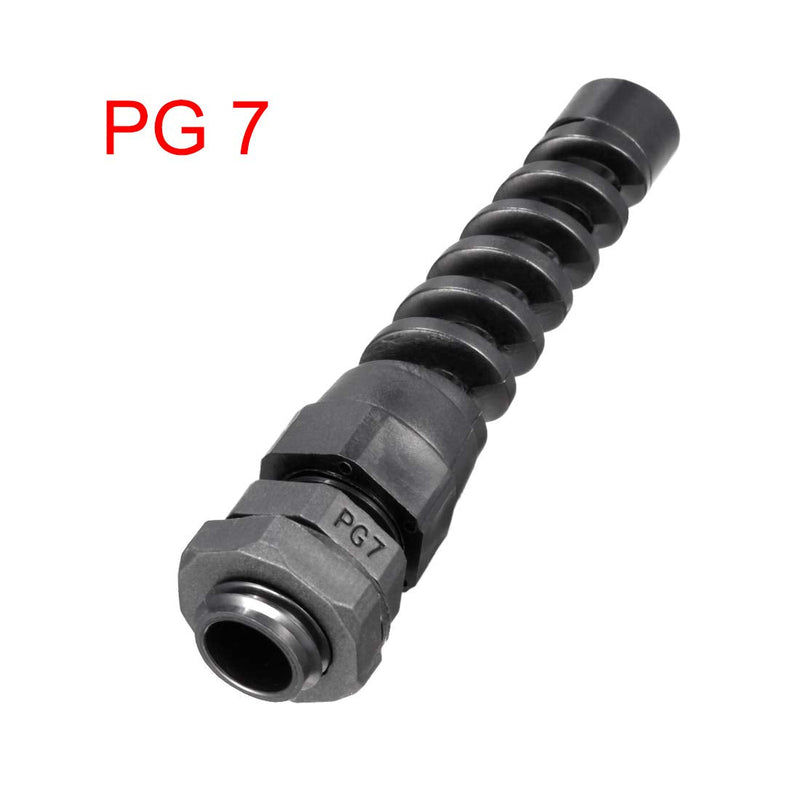 uxcell 12Pcs PG7 Cable Gland Black Waterproof Plastic Joint with Strain Relief for 3mm-6.5mm Dia Wire