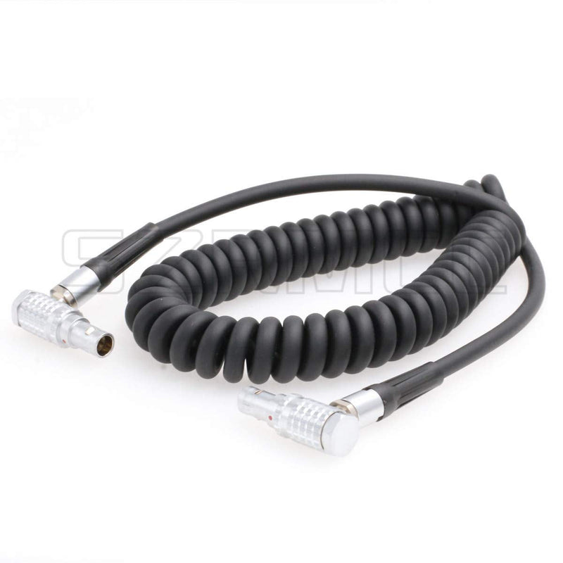 SZRMCC 0B 2 Pin Right Angle Male to 0B 2 Pin Right Angle Male Coiled Power Cable for ARRI Alexa Camera AUX 2 pin 12V to Teradek Bond Bolt Cube Coiled Cable