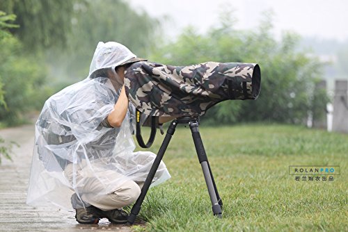 ROLANPRO Rain Cover Raincoat for Telephoto Lens Rain Cover/Lens Raincoat Army Green Camo Guns Clothing M