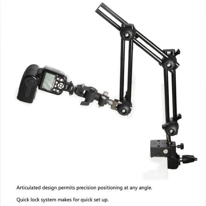 Fotoconic 3 Section Double Articulated Arm Without Camera Bracket, Compatible with Super Clamp, Angle Adjustable, 5/8" Stud with 3/8" Screw Thread Hole