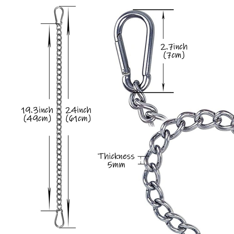 Uenede 2PCS 24" Length Stainless Steel Hanging Chair Chain with 4 Carabiners Load Bearing 400-800LB