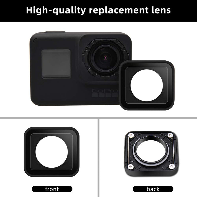 （2 Pack） ParaPace Protective Lens Replacement for GoPro Hero 7 Black Glass Cover Case Action Camera Accessories Kits(Black) 2 pcs