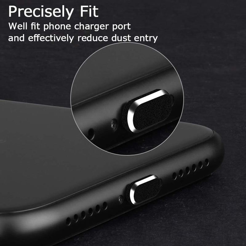 VIWIEU Metal Anti Dust Plug for iPhone 12 Mini Pro Max 11 iPad AirPods, 2 Aluminum Lightning Charging Port Cover Compatible with iPhone X, XS, XR, 8, 7, 6 Plus with Plug holder and Storage Box (Black) Black