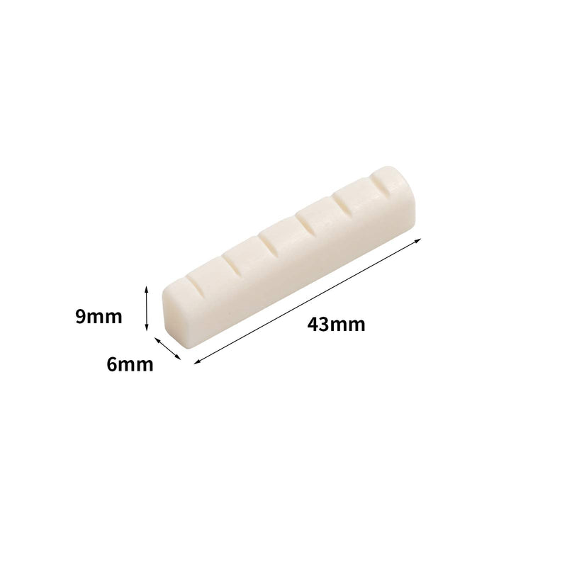 Randon 6 String Guitar Bridge Saddle and Nut Cattle Bone Slotted Replacement Compatible with Folk and Acoustic Guitar (Nut: 43×9×6mm+Saddle: 72×9.5×3mm) Nut: 43×9×6mm+Saddle: 72×9.5×3mm