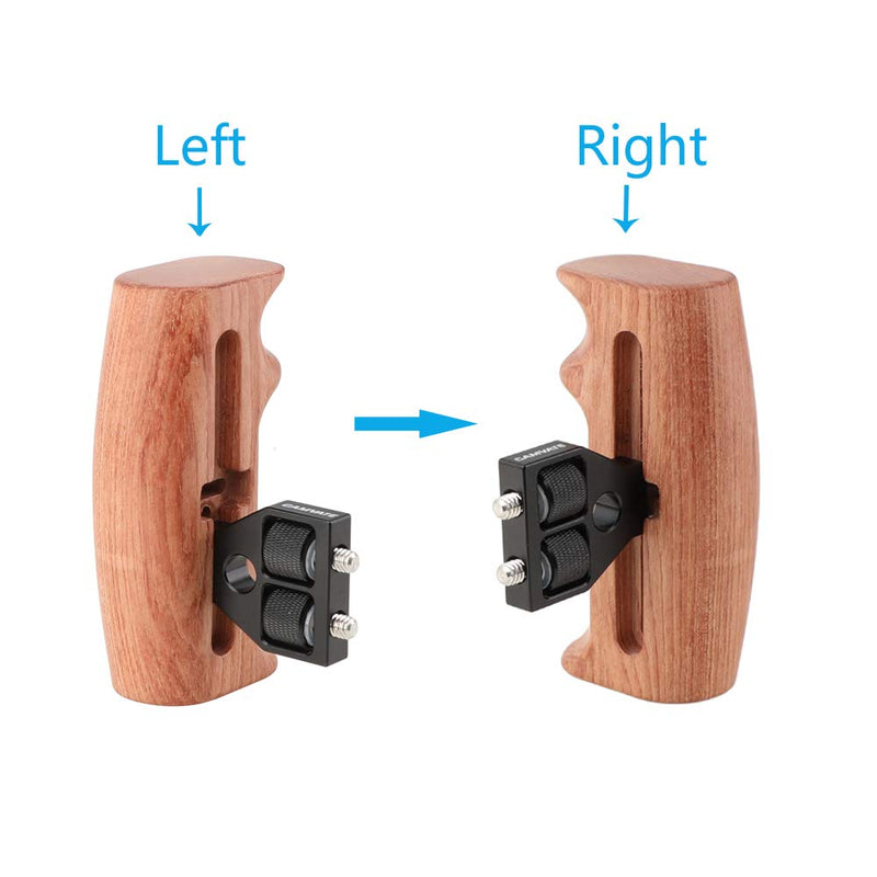 CAMVATE Wooden Hand Grip with 1/4" Mounting Screws Connector for DSLR Camera Cage (Swith to Fit Right/Left Hand)