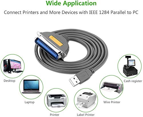 UGREEN USB to Parallel Port IEEE1284 CN36 Printer Cable Adapter 10FT