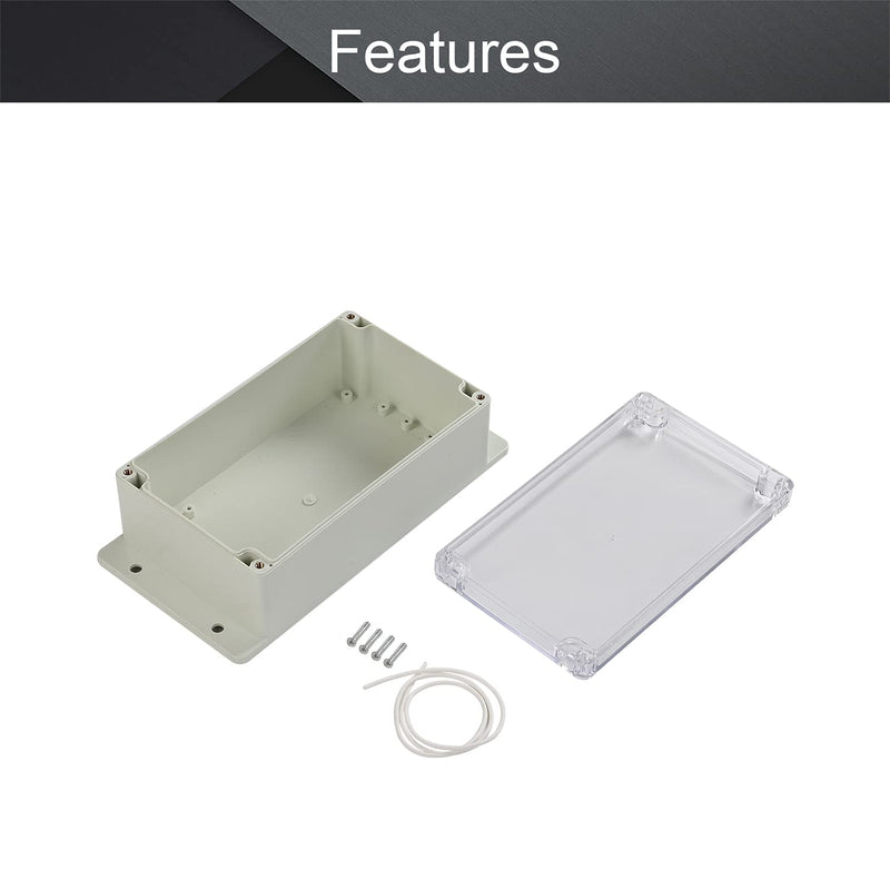 Fielect Junction Box ABS Plastic Dustproof Waterproof IP67 Universal Electrical Project Enclosure with Transparent Clear Cover and Fixed Ear 7.87" x 4.72" x 2.95" 200x120x75mm