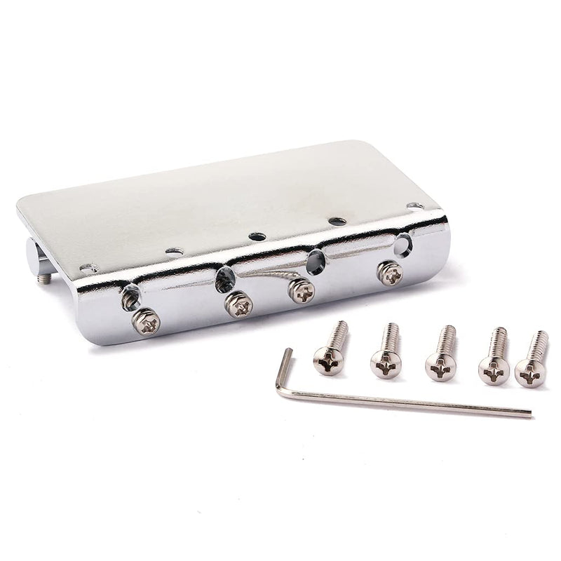 Alnicov 4 String Bass Bridge Vintage Style 80mm Hardtail Bridge Saddles Replacement Accessories Sliver