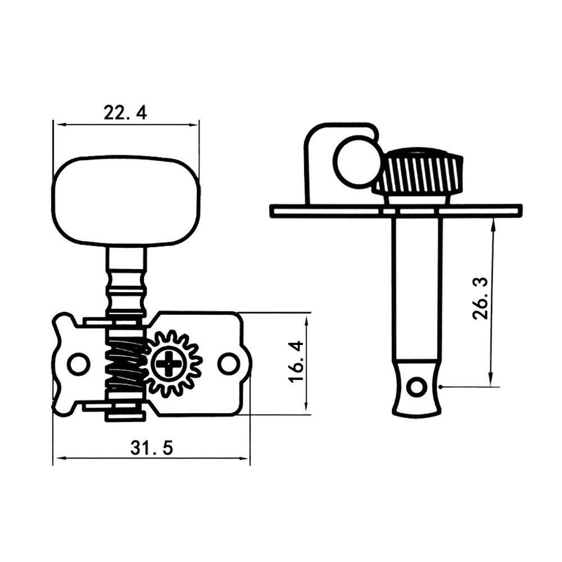 Yibuy Chrome 3R3L Individual Open Guitar Machine Heads with Cream Buttons