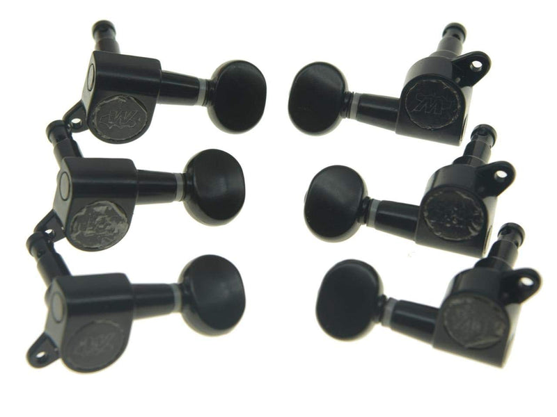 Wilkinson Mini Oval Button 6 Inline Black E-Z-LOK Post Guitar Tuners EZ Post Guitar Tuning Keys Pegs Machine Heads