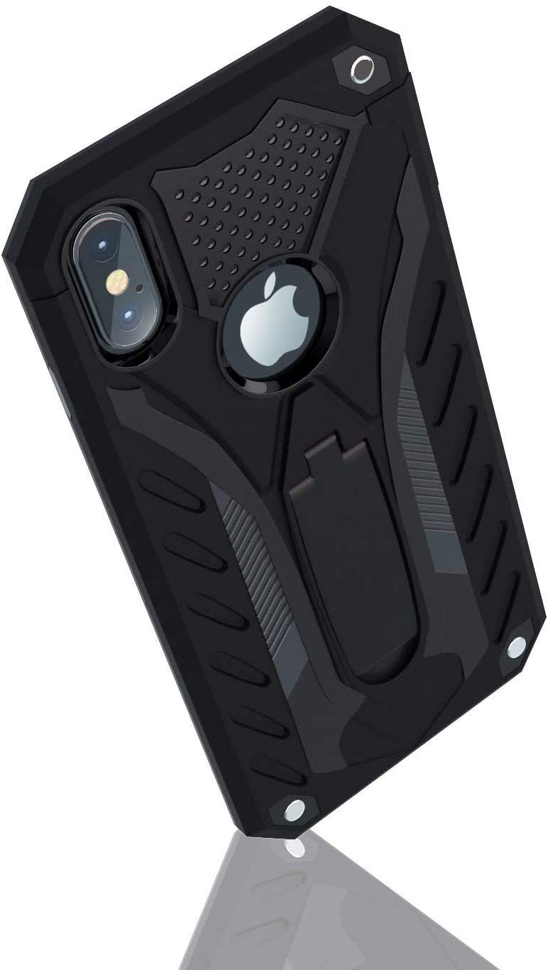 Kitoo Designed for iPhone Xs Max Case with Kickstand, Military Grade 12ft. Drop Tested - Black Black -Xmax