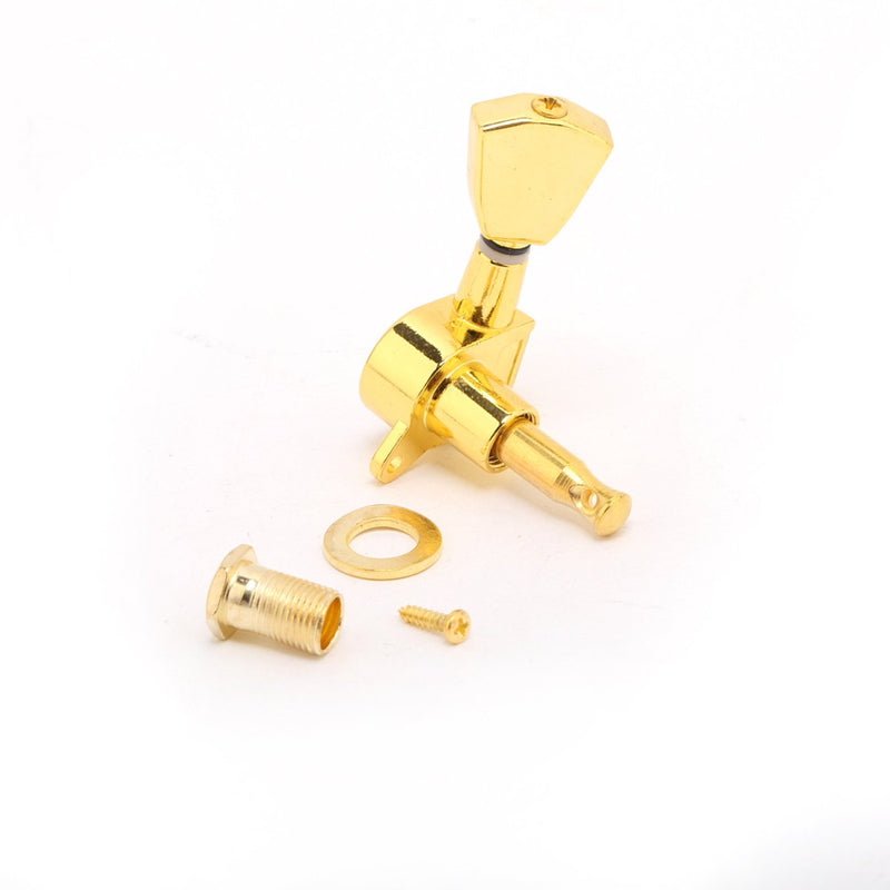 Musiclily 3+3 Sealed Guitar Tuners Tuning Pegs Keys Machine Heads Set for Electric/Acoustic Guitar, Keystone Button Gold