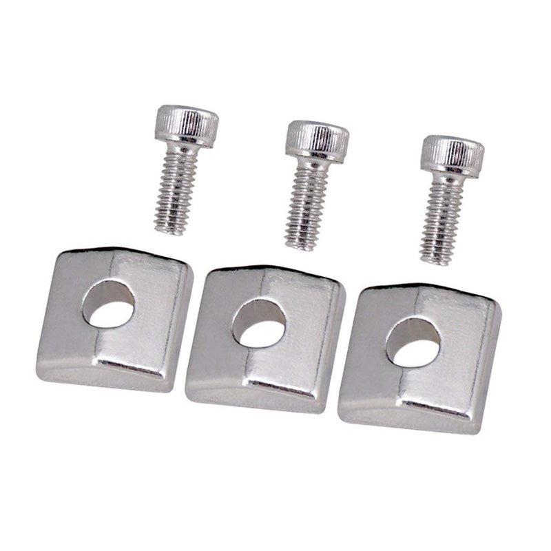 6 Pieces Electric Guitar Locking Nut Clamp with 6 Pieces Electric Guitar Locking Nut Screws fit for for Floyd Rose Tremolo Bridge Parts Silver (Silver)