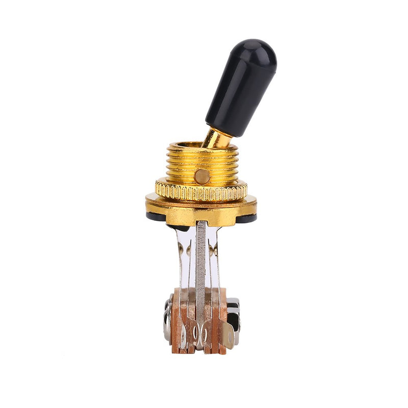 Guitar 3 Way Toggle Switch, Metal Pickup Selector Toggle Switch with Brass Tip Knob for LP Style Electric Guitar (Gold) Gold