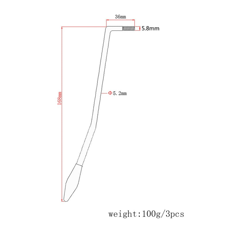 Alnicov 3 Pcs Whammy Bar Thread Single Tremolo Arm with Tip Cap(6mm)