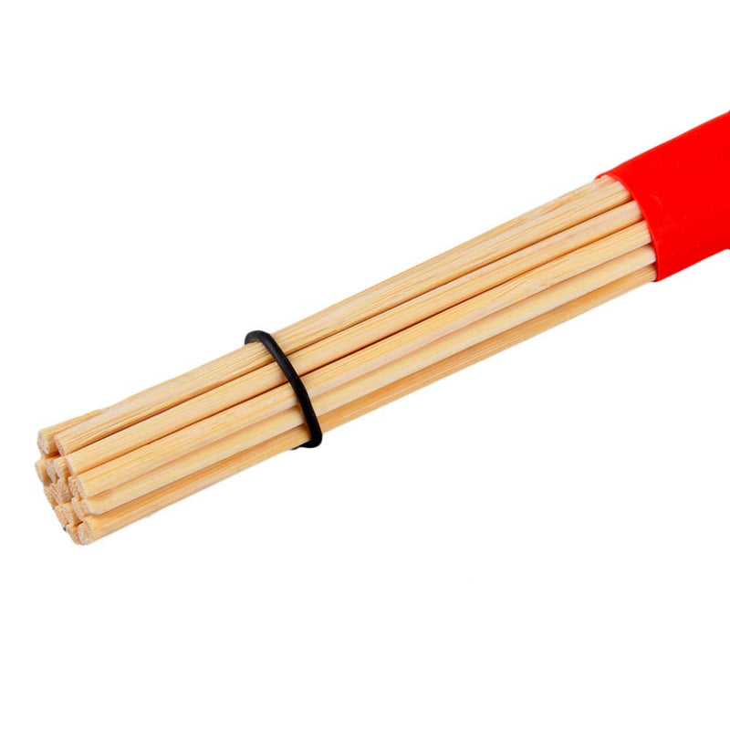 Drum Bamboo Sticks Red 2 Pack - Drum Rods for Rute Jazz Folk Music Portable Solid Construction Red - 2 Pack