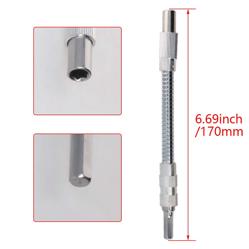Utoolmart Flexible Shaft Extension Drill Bits, Magnetic Extention 1/4" Hex Shaft Screw Drill Connection Tip, 6.7-inch Flexible Drill Bit Extension, for Electric Screwdriver Power Impact Drill 170mm