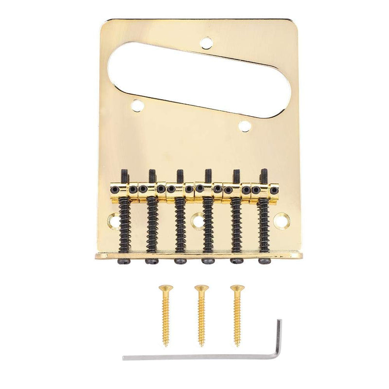 Dilwe Telecaster Guitar Bridge, Metal Guitar Bridge with Screws Wrench for TL Tele Telecaster Electric Guitar of Single Coil Pickup Gold