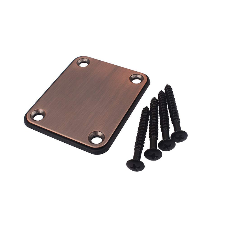 Alnicov Electric Guitar Neck Plate with 4 Screws For Strat Tele Style Electric Guitar Bass Bronze