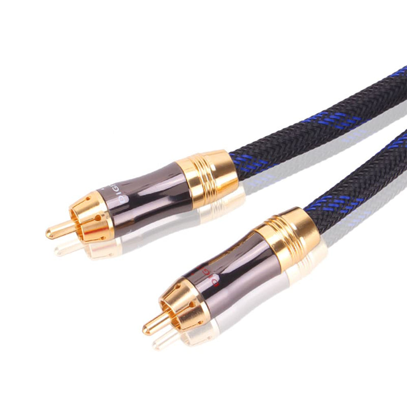 KUYIOHIFI Dual Shielded (OD 8.0mm) 1 RCA Male to 2 RCA Male Audio Cable RCA Y-Adapter Subwoofer Cable (2 Feet) 2 Feet