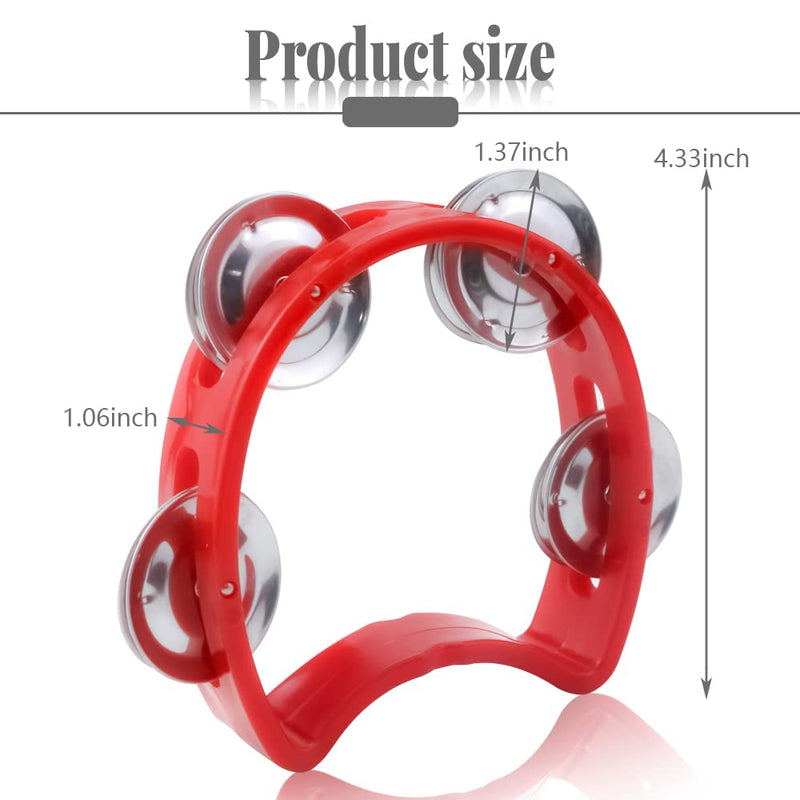 Vmiapxo 5 Pack Colored Plastic Tamborines Musical Instrument, Students Small Handheld Tambourine Percussion Bulk