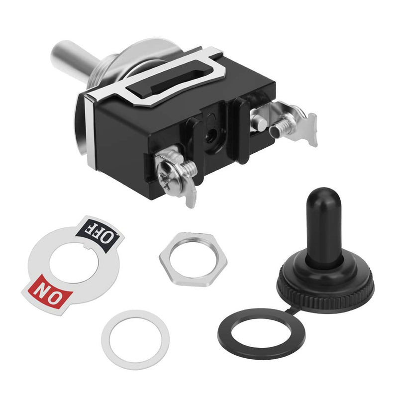 Heavy Duty Rocker Toggle,15A 250V 20A 125V SPST 2 Pin ON/Off Switch Metal Bat Waterproof Boot Cap Cover 6 Pieces Black