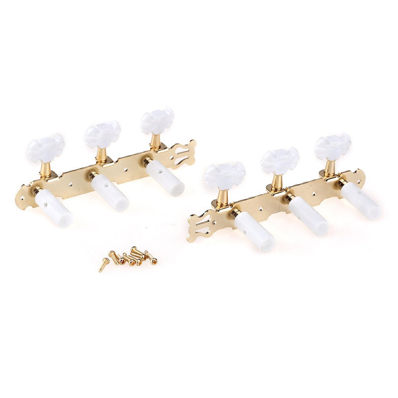 Musiclily Pro 3 on a Plate Lyra Style Classical Guitar Machine Heads Tuning Pegs Keys Tuners Set, Butterfly Button Gold