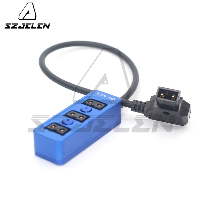 SZJELEN Metal Triple P-TAP D-tap Splitter,D-tap to 3ports D-tap P-tap Splitter Cable for Photography Power,Dtap Three-Way Splitter (Blue) Blue