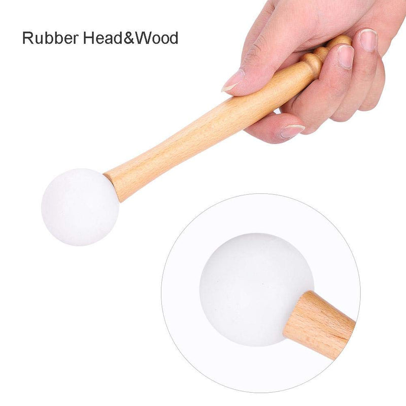 Singing Bowl Mallet & O-ring, Rubber Head Wood Handle Mallet Stick Rubber O-ring for Playing Crystal Singing Bowl