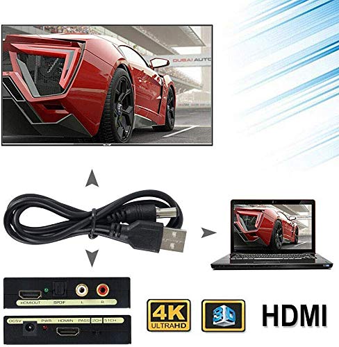 Hdmi to Hdmi and Optical Spdif + RCA L/R Audio Converter Hdmi Audio Extractor Splitter De-embedder (Hdmi in, Hdmi + Digital/Analog Audio Out)