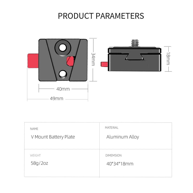Atmoshue Mini V-Lock Assembly Kit Female V-Dock Male V-Lock Quick Release Plate, V-Lock Plate