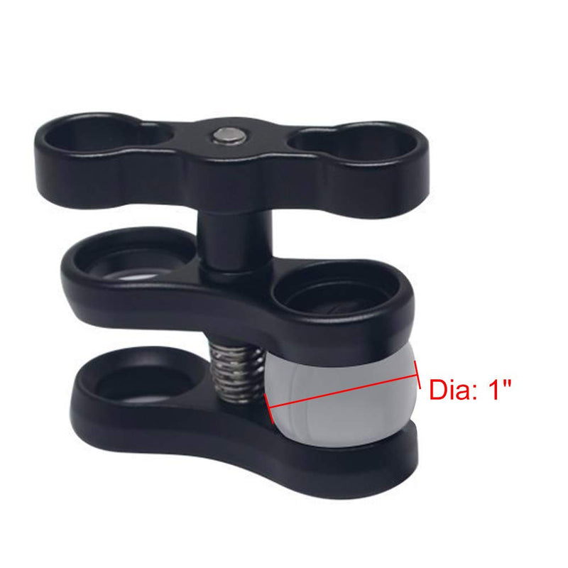 Amarine Made (1 Inch,2-Pack) Black Standard Underwater Ball Clamp Mount for 1 Inch Ball Underwater Light Arm System