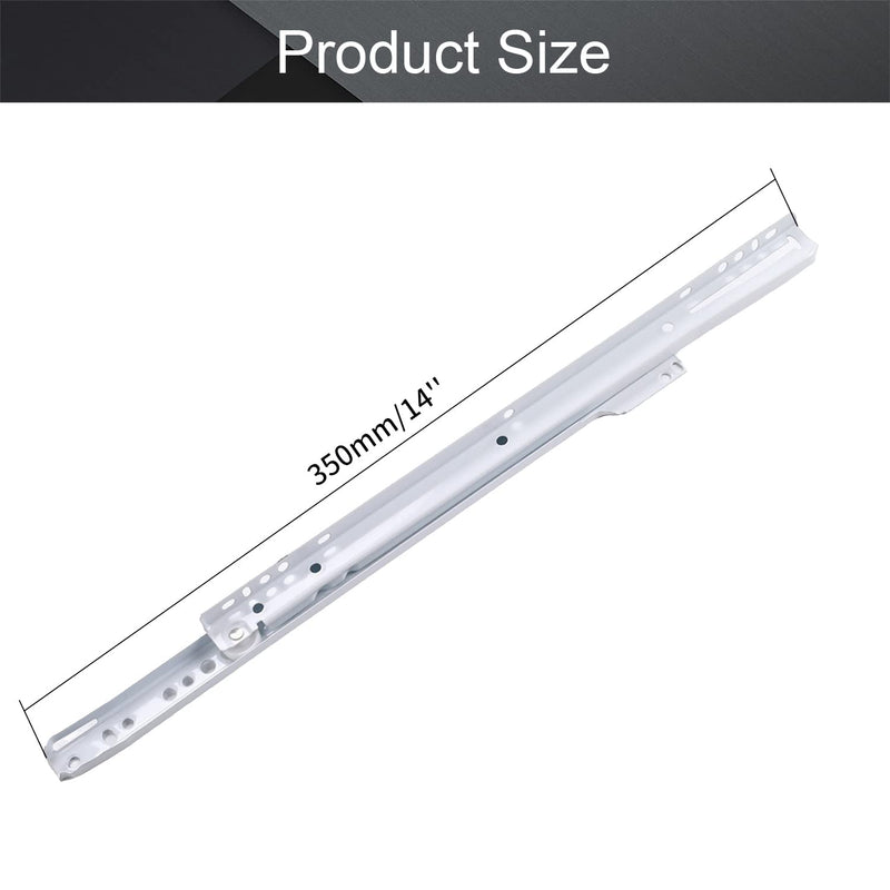 MroMax 14-inch Cold Rolled Steel Keyboard Slide Glide, 2 Fold Ball Bearing Slide Track Rail 2 Sections Steel Heavy Runners Ball Roller Wheel Cabinet Drawer Runner, White, 1 Pair
