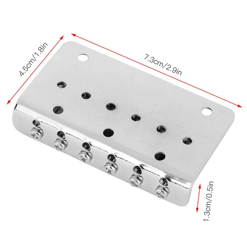 Guitar Bridge, 6 String Metal Fixed Hardtail Tailpiece Bridge Saddle with 5 Pcs Screws for Electric Guitar Bass