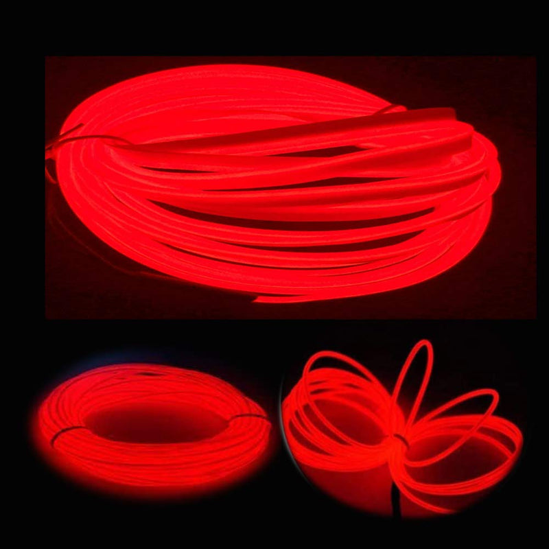[AUSTRALIA] - EL Wire Red, MaxLax 16ft Neon Lights Noise Reduction Neon Glowing Strobing Electroluminescent Wire for Parties, Halloween, DIY Decoration 