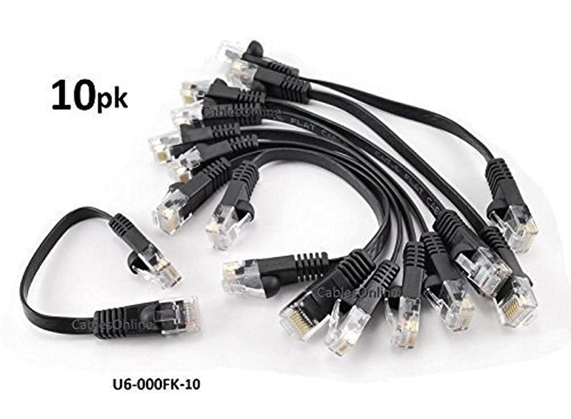 [AUSTRALIA] - CablesOnline, 10-Pack 6-inch CAT6 Network UTP Ethernet RJ45 Flat-Design Patch Black Cable, (U6-000FK-10) 