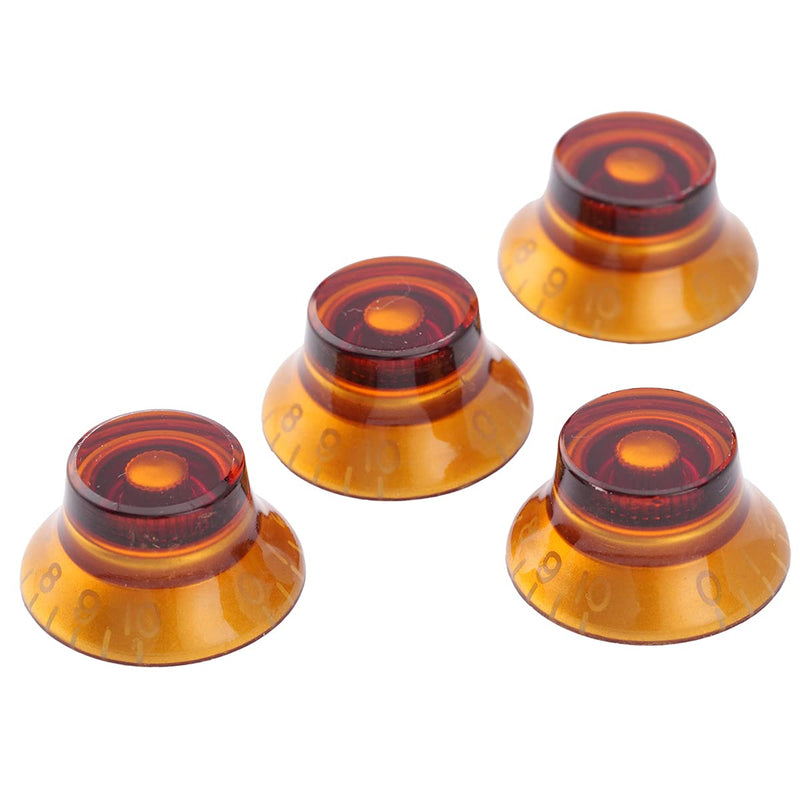 Musiclily Pro Imperial Inch Size Top Hat Bell Knobs Compatible with USA Made Les Paul SG Electric Guitar, Amber (Set of 4)